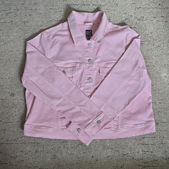 GAP Women's Soft Pink Denim Jacket, Preowned - Picture 1 of 16